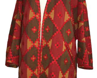 1980'S VALENTINO BLANKET STYLE EMBROIDERED AZTEC JACKET
