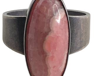 Mid Century Danish Sterling Silver Rhodochrosite Ring