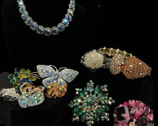 Collection Vintage Designer Costume Rhinestone Jewelry HATTIE CARNEGIE, WEISS