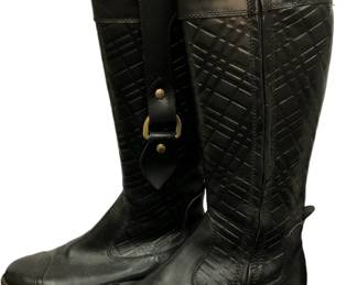 BURBERRY Ladies  Black Leather Riding Boots sz 37 