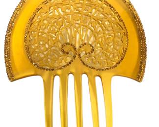 Meiji Era Yellow Rhinestone Hair Comb