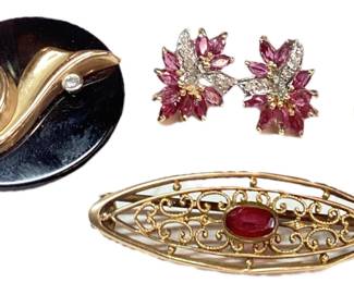 COLLECTION MOSTLY 14K GOLD, DIAMOND, AND GEMSTONE MODERNIST JEWELRY
