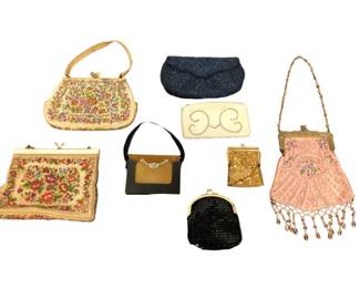 COLLECTION (8) VINTAGE NEEDLEPOINT, BEADED PURSES

