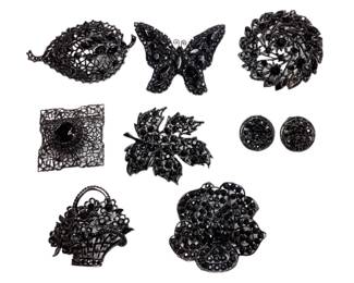Collection Jet Black Rhinestone Costume Jewelry