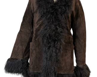 Ladies Y2K GUESS Fur Collar Suede Jacket 