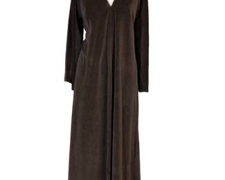 Vintage HALSTON Brown Velvet Ladies House Dress 