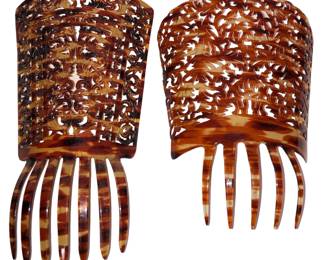 Two 19th C. Flamenco Tortoise Shell Hair Combs