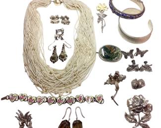 COLLECTION VICTORIAN, MODERNIST, STERLING SILVER & BEADED JEWELRY
