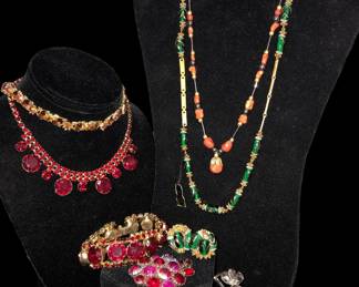 Collection HOBE, TRIFARI Red Rhinestone Costume Jewelry