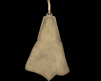 WHITING & DAVIS Sterling Silver Mesh Wristlet Flapper Micro Purse 