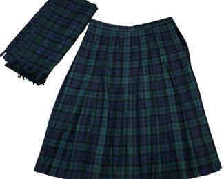 PENDLETON Blackwatch plaid skirt and scarf:sz 16