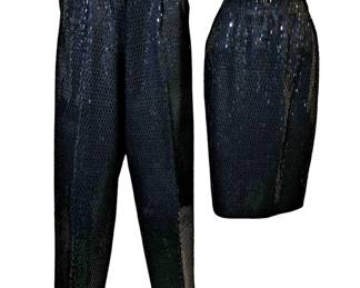 ST JOHN Black Sequin Pant & Skirt Sz 4 