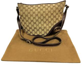 GUCCI New Brit Half Moon Hobo Bag Handbag Purse 