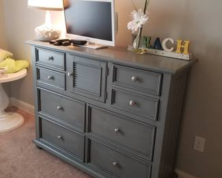 Large gray chest of drawers by young America