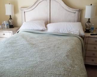 Queen bed by Stanley Furniture; table lamps. Sorry, nightstands not for sale