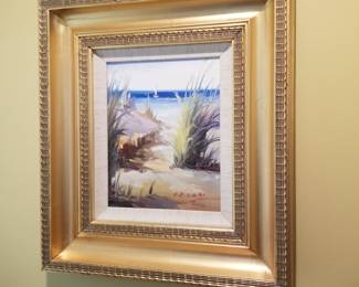 Beach art - signed painting, beautifully framed
