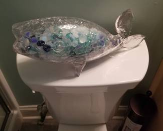 Glass fish filled with sea glass
