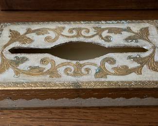 Painted wood tissue box from Italy