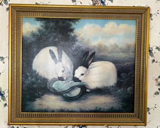 Rabbit painting signed by artist