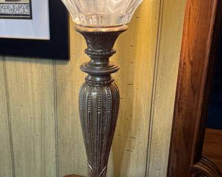 Brass lamp with glass petal shade