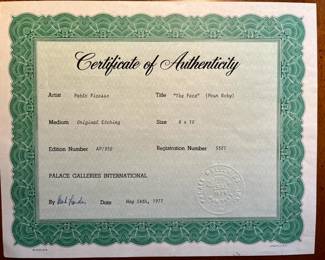 Pablo Picasso Artist Proof Pour (The Face) Ruby, Signed Etching.  This is consignment, will presell this item only for $500