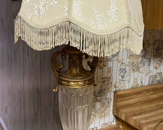 Vintage glass and brass lamp