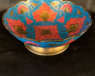 Painted brass bowl from India