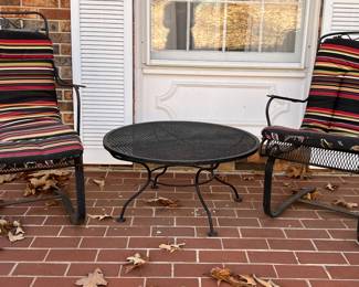 Metal patio chairs and table