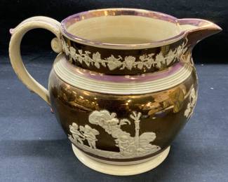 Antique Lustreware Porcelain Cherub Pitcher
