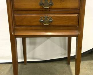 Vintage Cherry Wood Nightstand W 2 Drawers
