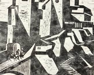 Jochtenhagen Signed Black Woodcut Print, 1969
