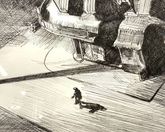 ATTR Hopper Signed Graphite & Ink Street Scene
