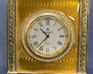 Faberge Guilloche Yellow Enamel Desk Clock
