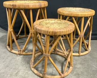 Set 3 Vintage Wicker Nesting Tables
