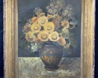A.Sarnowiez Antique Floral Oil Painting, 1928
