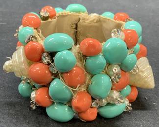 Lucite Coral & Turquoise Statement Bracelet
