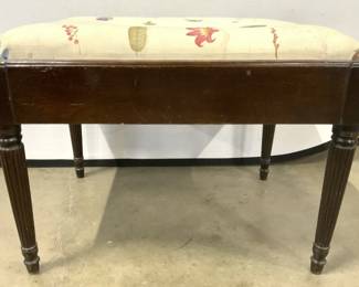 Vintage Upholstered Wooden Bench Footstool
