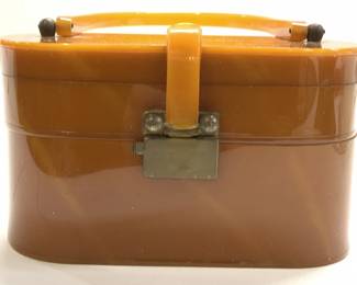 Bakelite Portable Jewelry Box/ Purse w Mirror
