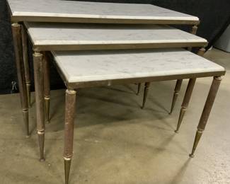 Set 3 Vintage Brass & Metal Nesting Tables
