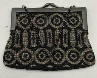 Vintage Black Mesh Beaded Handbag
