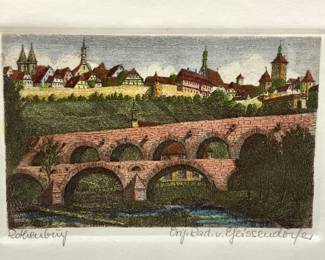 Ernst Geissendorfer Signed Colored Plate Etching
