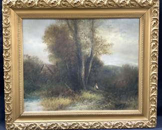H.Graham Antq Signed Landscape Oil Painting

