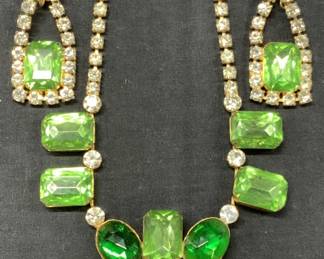 Vntg Hattie Carnegie Crystal Necklace & Earrings
