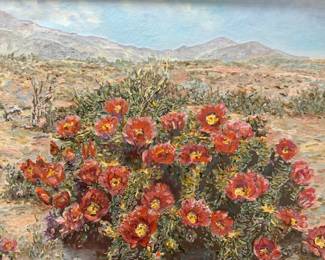 Yvonne D.Schwartz Sgd Floral Oil Painting 1980 4ft
