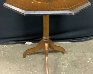 Vintage Hand Painted Wooden Tilt Top Table
