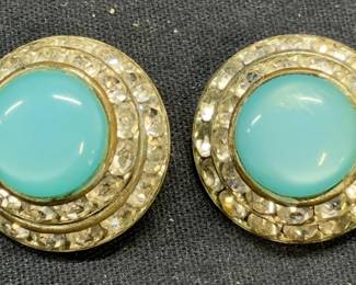 LISNER Silver Tone Blue Crystal Earrings
