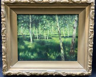 Signed TA 1995 Forest Landscape Oil Painting
