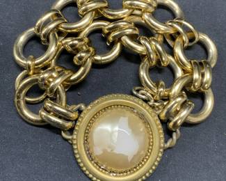 BUTLER & WILSON Gold Tn Faux Pearl Necklace
