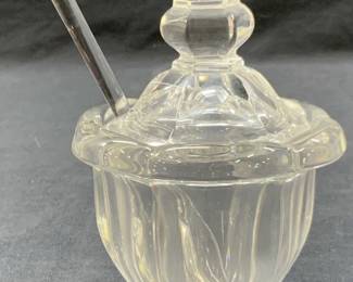 Baccarat Clear Crystal Sugar Bowl W Spoon, France
