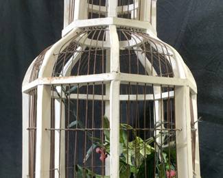 Vintage Wood & Metal Birdcage Birdhouse
